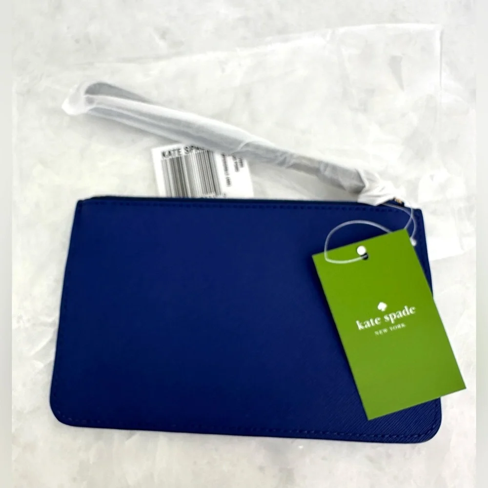 New! Kate Spade leather Wristlet Mikas Pond Bee Emperor Blue